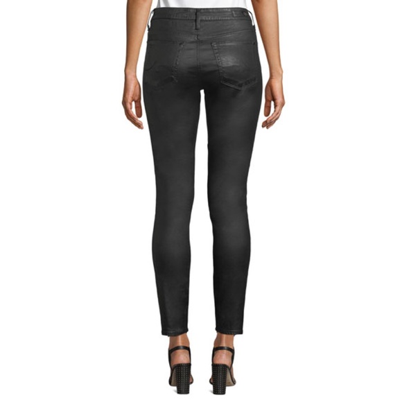 AG The Farrah Skinny Ankle Coated Black Size 28R - Picture 15 of 16